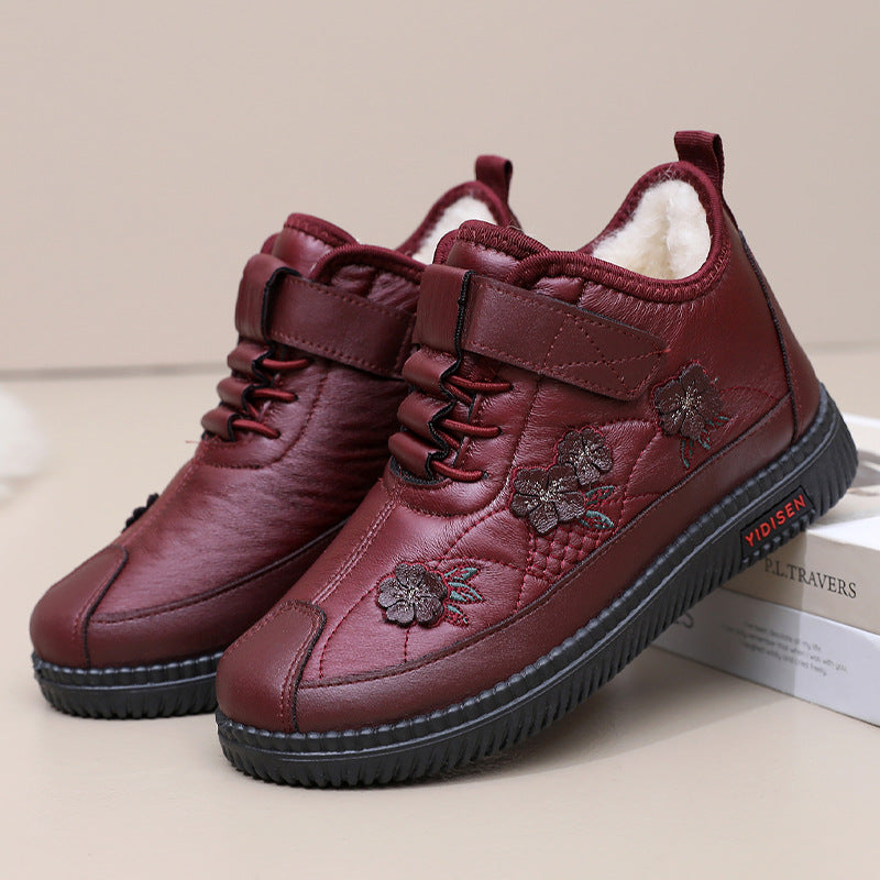 Damenschuhe aus Baumwolle mit Leder (drei Muscheln)