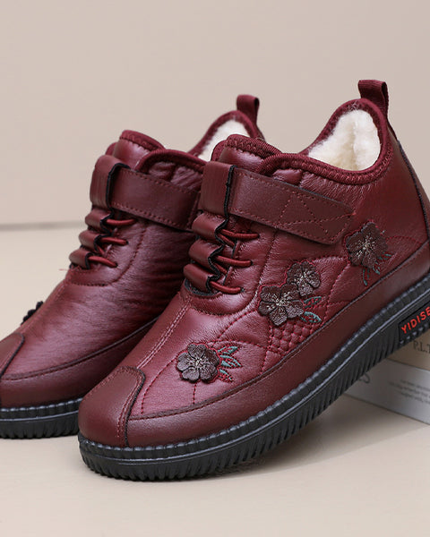 Damenschuhe aus Baumwolle mit Leder (drei Muscheln)