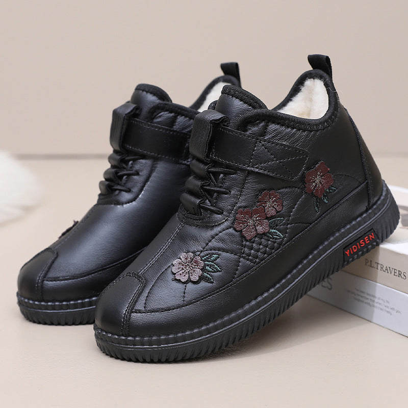 Damenschuhe aus Baumwolle mit Leder (drei Muscheln)