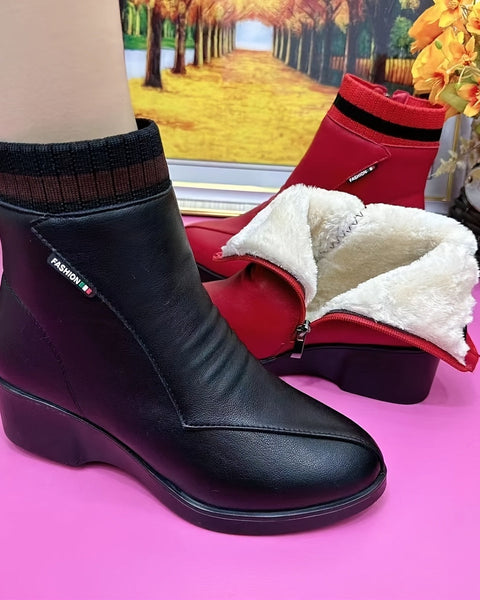 Botas de invierno con suela de goma (cuero genuino)