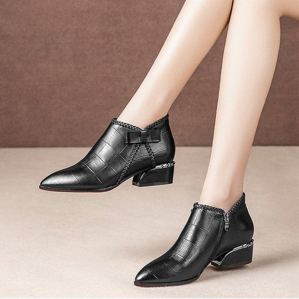 Stiefeletten mit Schleife (seitlicher Reißverschluss)