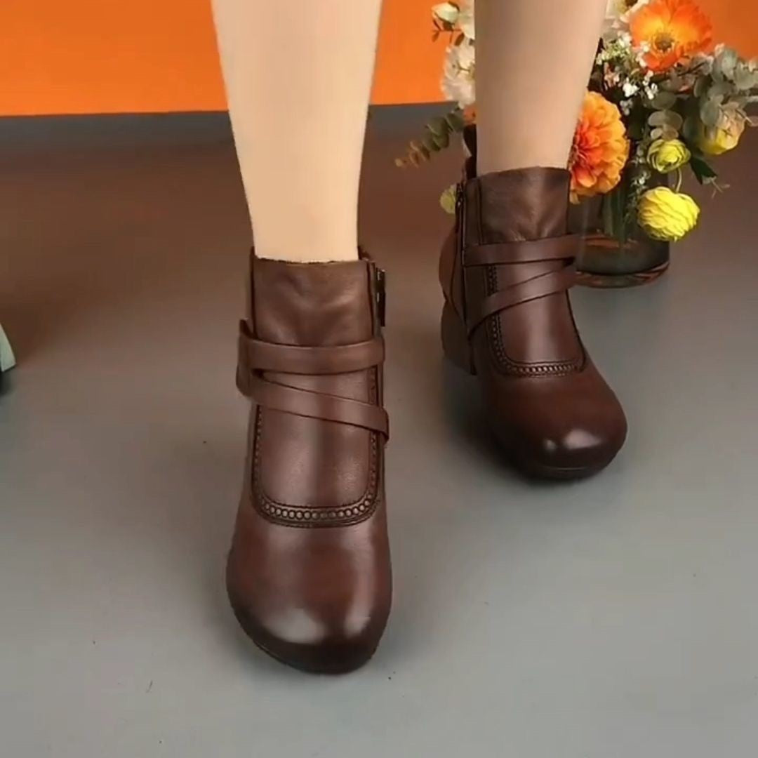 Retro-Ankle-Boots mit Blockabsatz