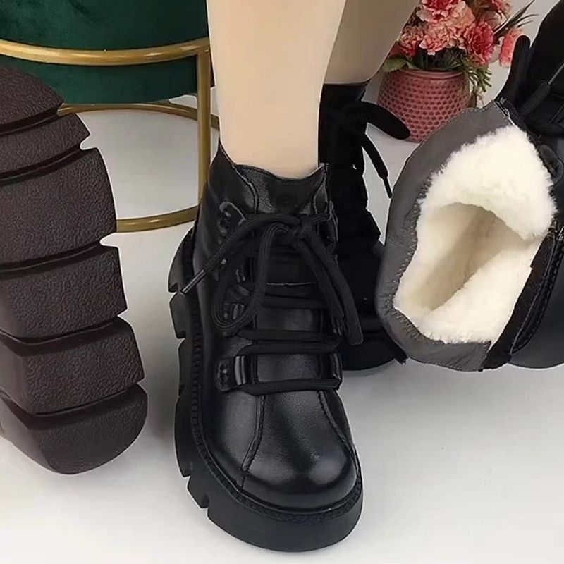 Damen-High-Top-Baumwollschuhe aus echtem Leder.
