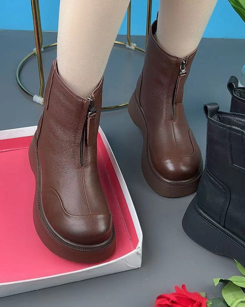 Botas de algodón polar de invierno (cremallera frontal) 