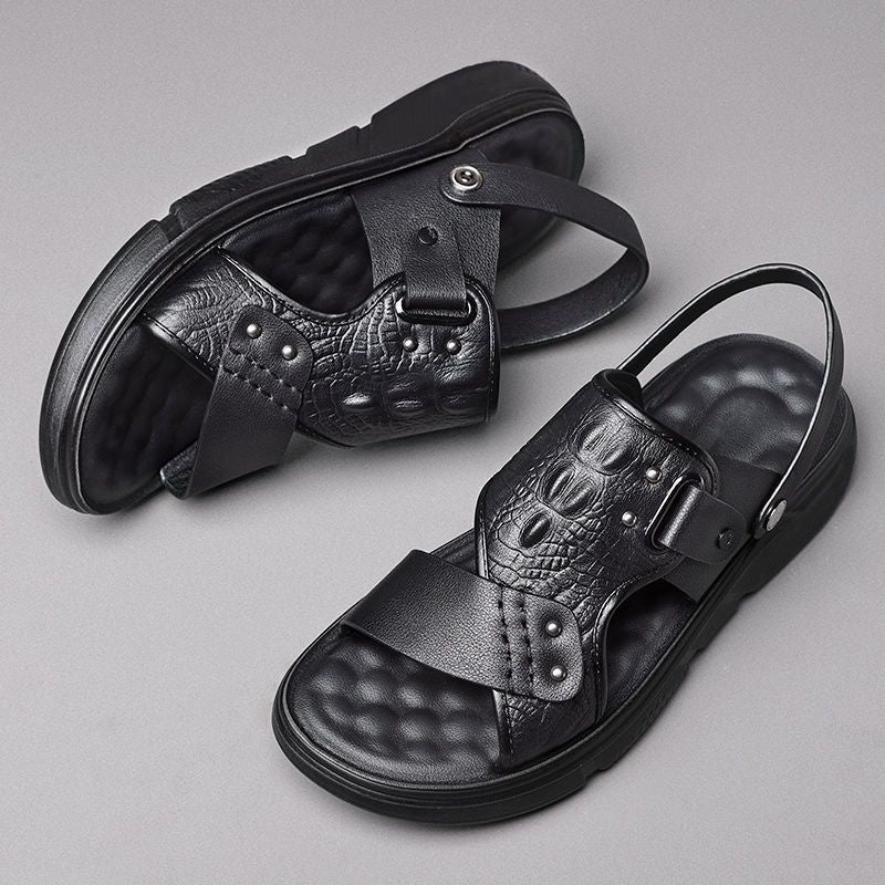 Lässige Herren-Sandalen (Krokodilleder)