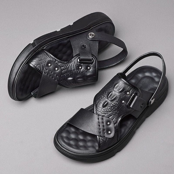 Lässige Herren-Sandalen (Krokodilleder)