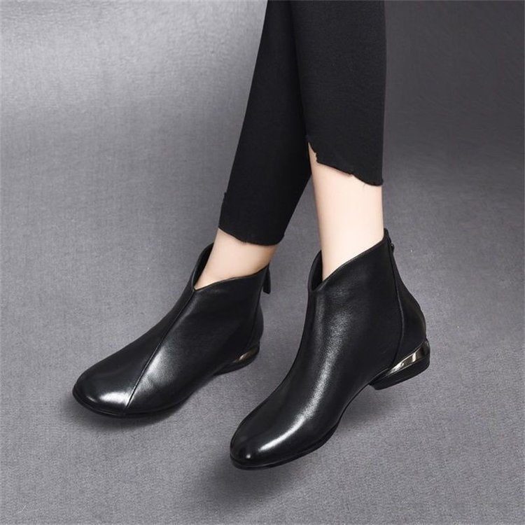 Lederstiefeletten mit Reißverschluss