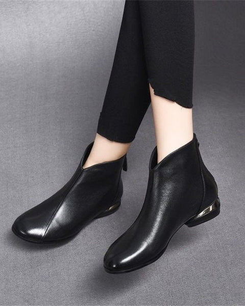 Lederstiefeletten mit Reißverschluss