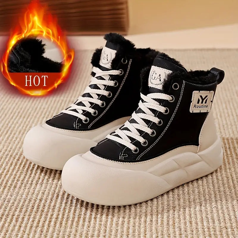 Retro-Schneestiefel aus Samt für Damen.