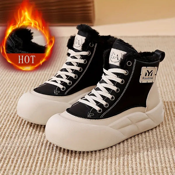 Retro-Schneestiefel aus Samt für Damen.