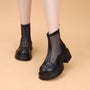 Lackleder-Mesh-Martin-Stiefel mit klobiger Sohle