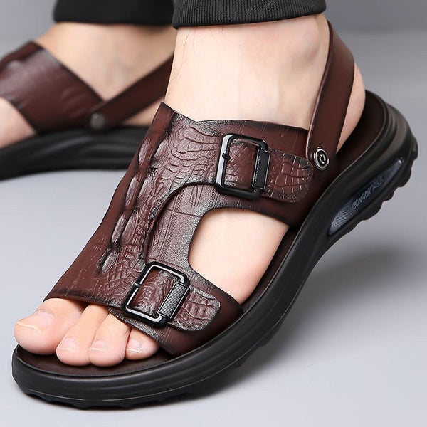 Lässige Herren-Sandalen (Krokodilleder)