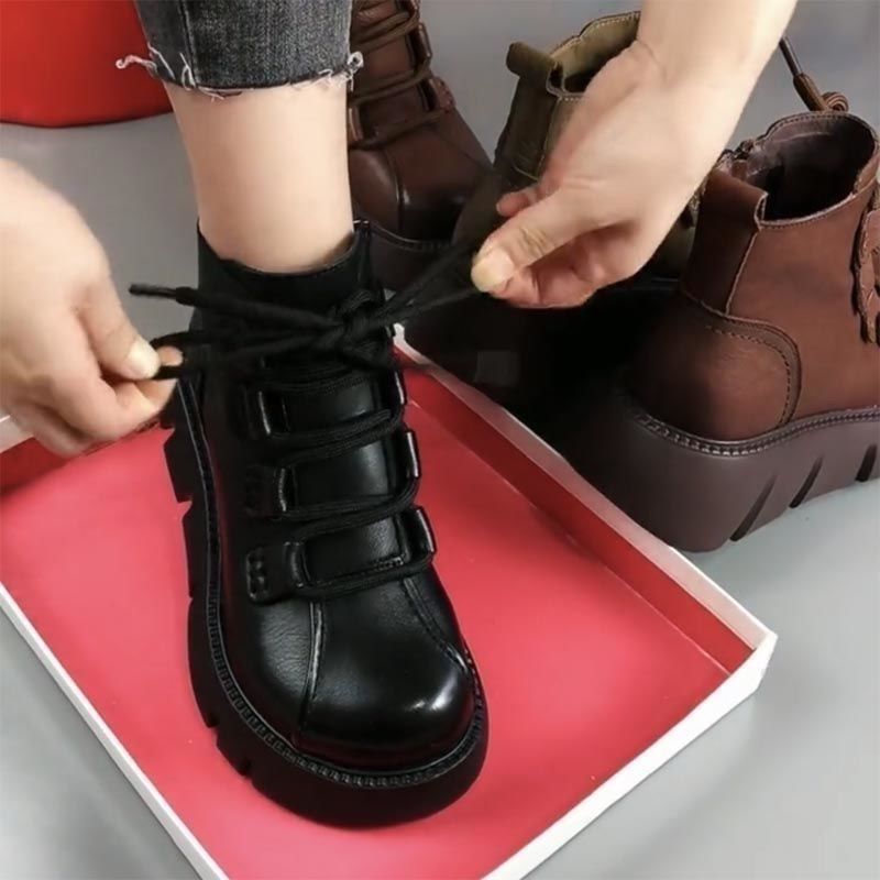 Damen-High-Top-Baumwollschuhe aus echtem Leder.