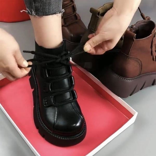 Damen-High-Top-Baumwollschuhe aus echtem Leder.