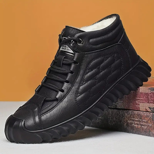Herren-Schneestiefel aus echtem Leder mit Fleece-Futter.