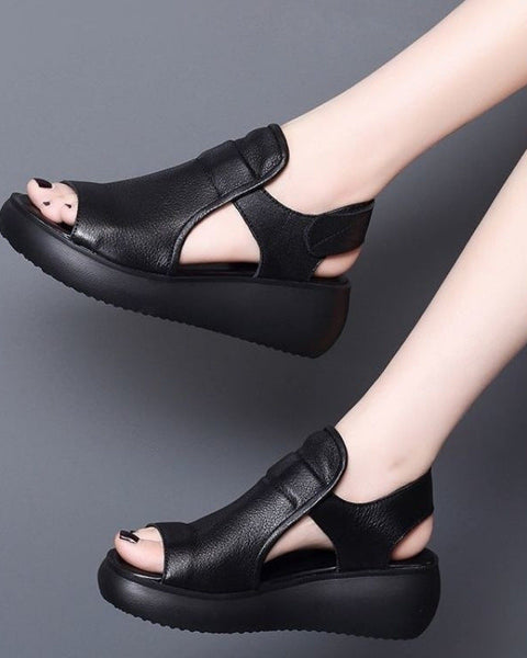 Sandalias romanas de piel auténtica para mujer 