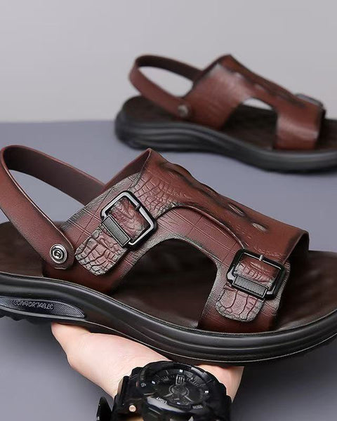 Sandalias casuales de hombre (piel de cocodrilo)