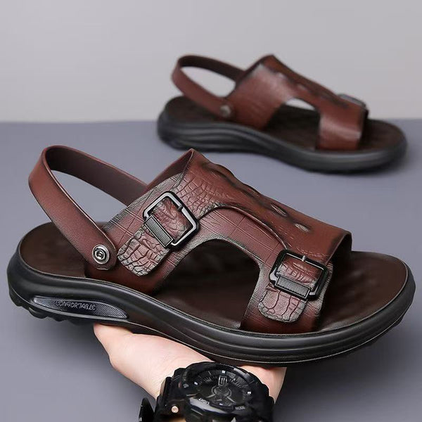 Lässige Herren-Sandalen (Krokodilleder)