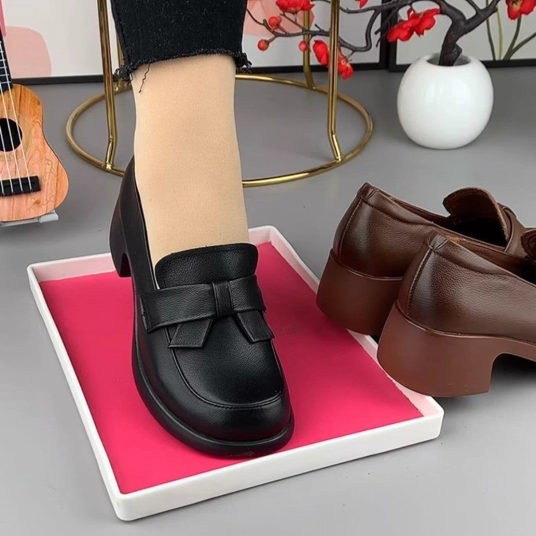 Mutter-Schuhe mit runder Spitze und Blockabsatz