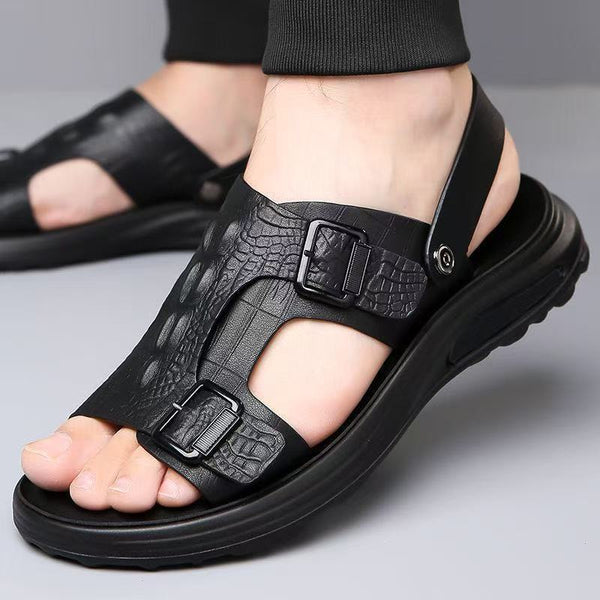 Lässige Herren-Sandalen (Krokodilleder)