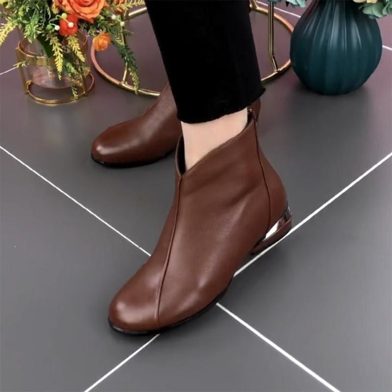 Lederstiefeletten mit Reißverschluss