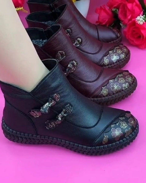 botas cortas de tacon plano de lana para mujer 