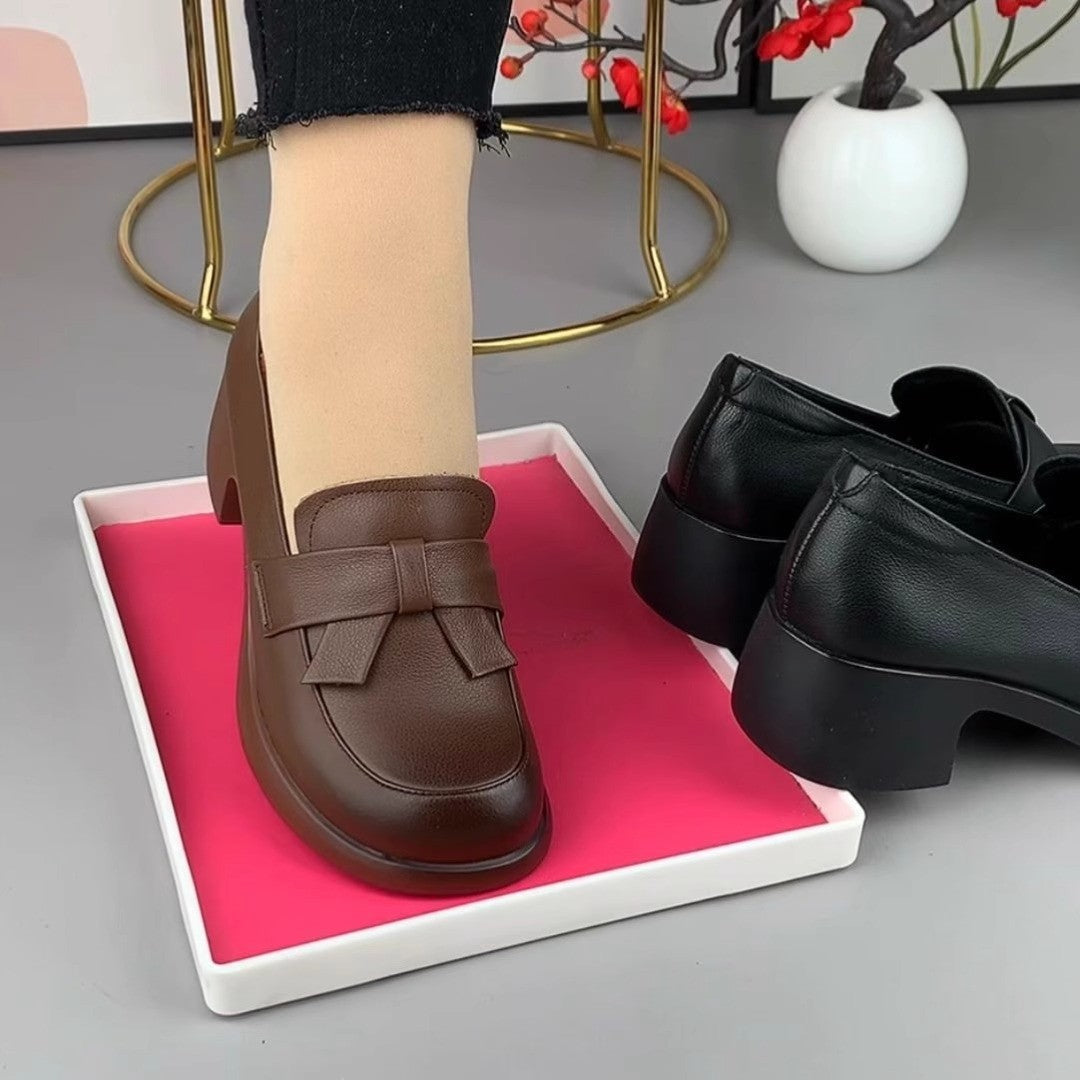 Mutter-Schuhe mit runder Spitze und Blockabsatz