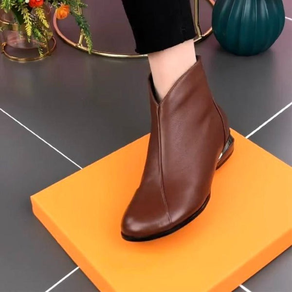 Lederstiefeletten mit Reißverschluss
