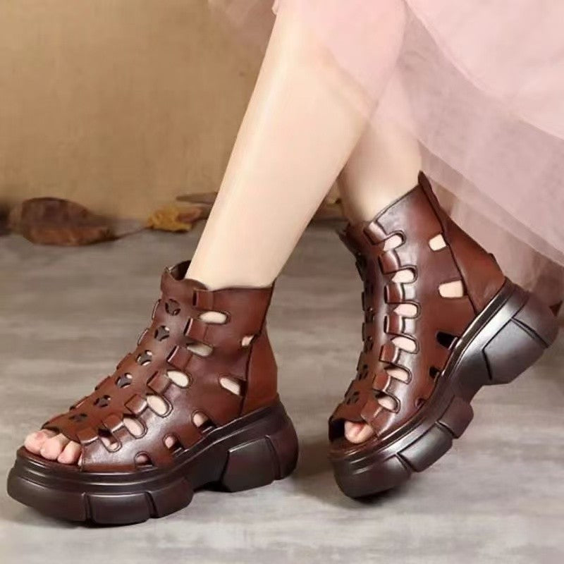 Damen-Sandalen mit Martin-Stiefel-Look