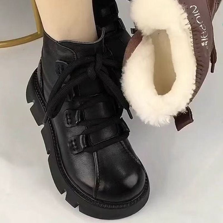 Damen-High-Top-Baumwollschuhe aus echtem Leder.