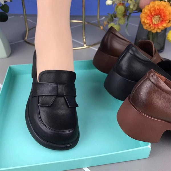 Mutter-Schuhe mit runder Spitze und Blockabsatz