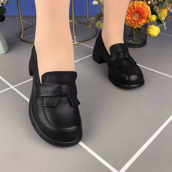 Mutter-Schuhe mit runder Spitze und Blockabsatz