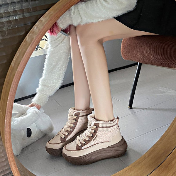 Samt-High-Top-Freizeitschuhe.