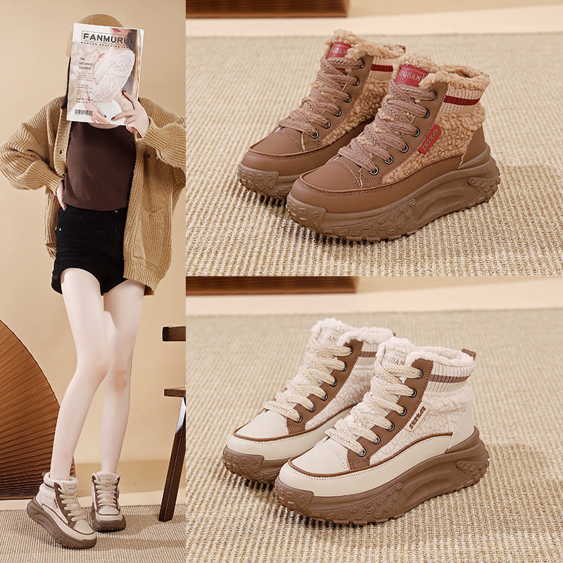 Samt-High-Top-Freizeitschuhe.