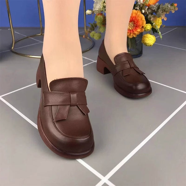 Mutter-Schuhe mit runder Spitze und Blockabsatz