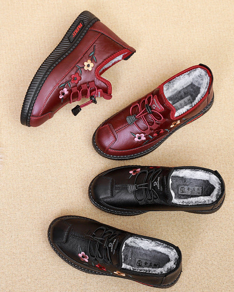 Botas de algodón Mom de invierno con flores bordadas