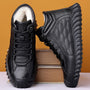 Herren-Schneestiefel aus echtem Leder mit Fleece-Futter.