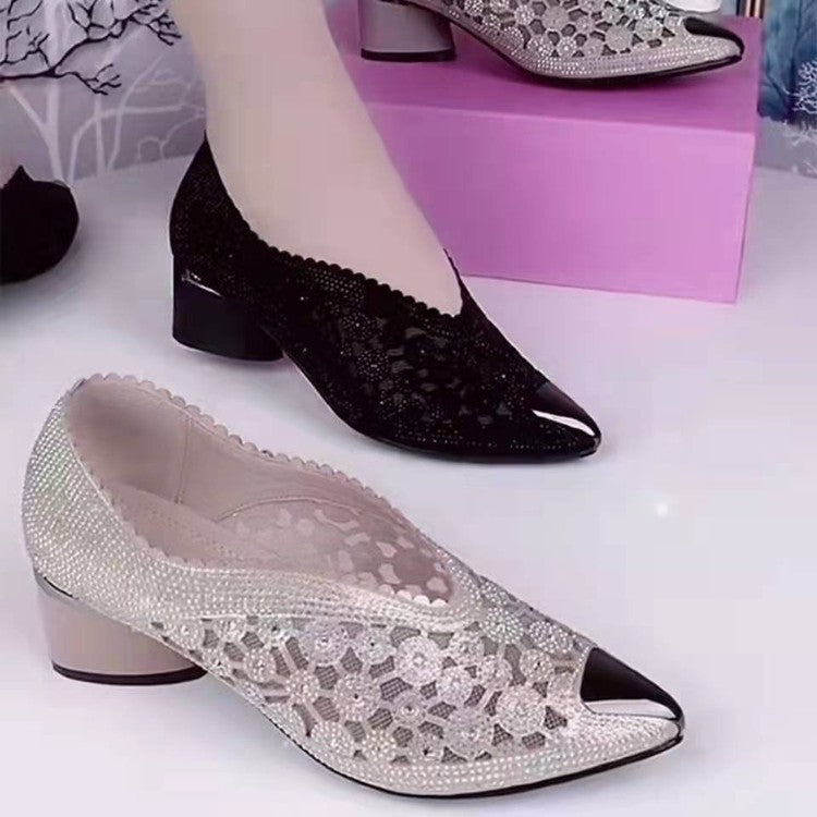 spitze, offene Schuhe