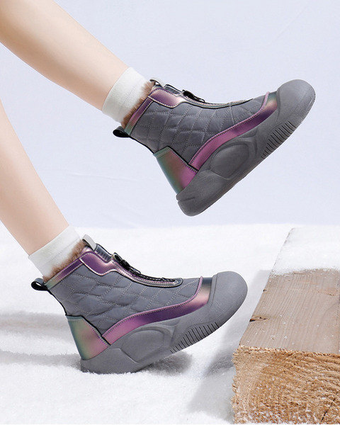 Botas de algodón para mujer (gris púrpura) 