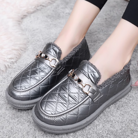 Damenschuhe aus Baumwolle und Leder (Schwarz und Grau)