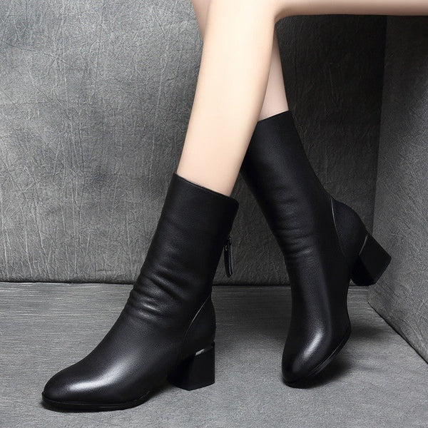 einfarbige Damenstiefel