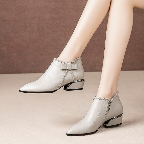 Stiefeletten mit Schleife (seitlicher Reißverschluss)