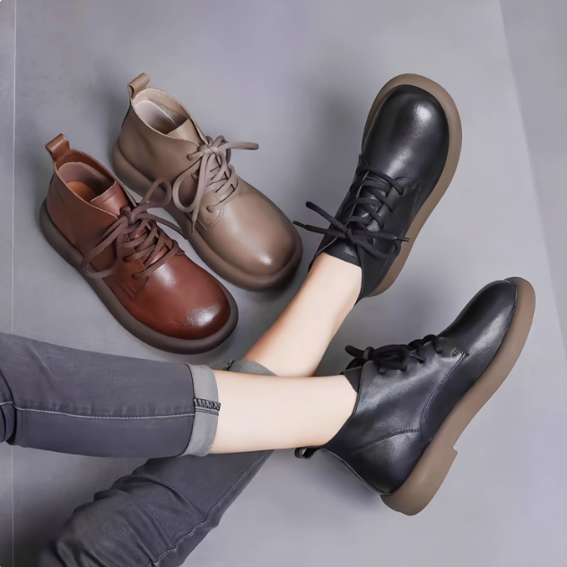 Damen Lederstiefel (runde Sohle)