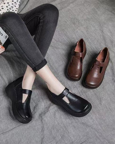 Mocasines retro de punta redonda