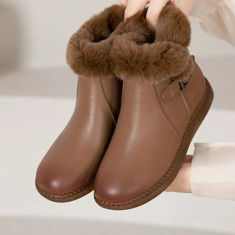 Lammfellstiefel mit weicher Laufsohle aus echtem Leder