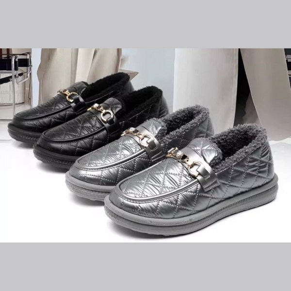 Damenschuhe aus Baumwolle und Leder (Schwarz und Grau)