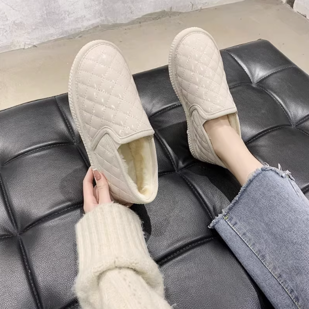 Damen-Baumwollschuhe aus Leder (dünn, Netzeinsätze)