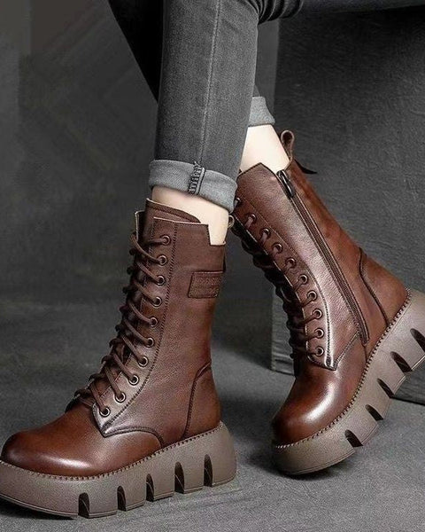 ModaMuseTM 2.0 – Retro-Lederstiefeletten für Damen