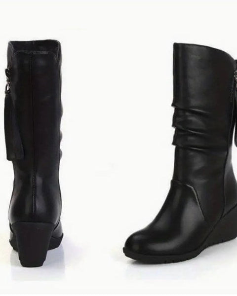 Botas cuña media pantorrilla mujer 