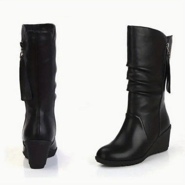 Botas cuña media pantorrilla mujer